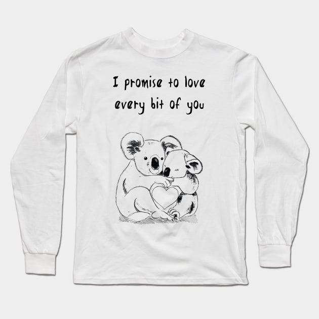 I promise to love every bit of you koala lover Hearts Long Sleeve T-Shirt by AA